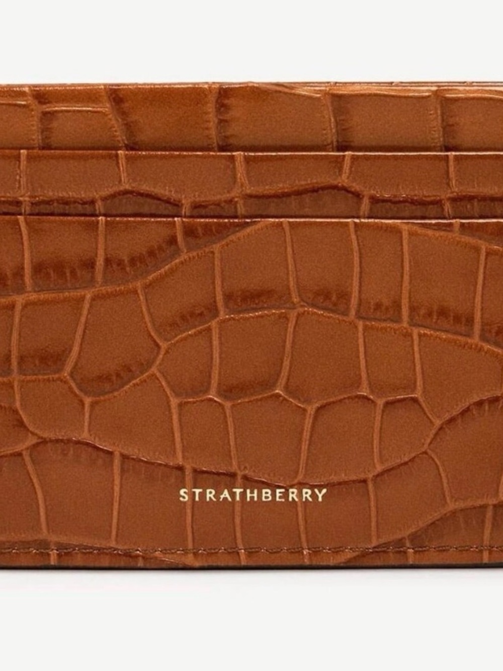 Strathberry Tan Croc-Embossed Card Holder